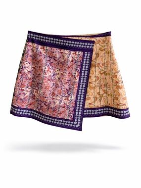 COMMENSE Asymmetric Boho Floral Patchwork Mini Skirt - NWT - Size Small